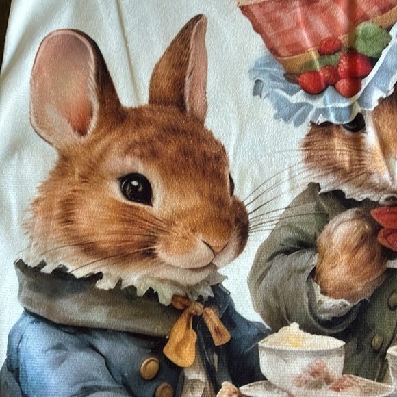 NWT Beatrix Potter Peter Rabbit inspired tea time throw pillow cover nursery OS - Picture 5 of 13